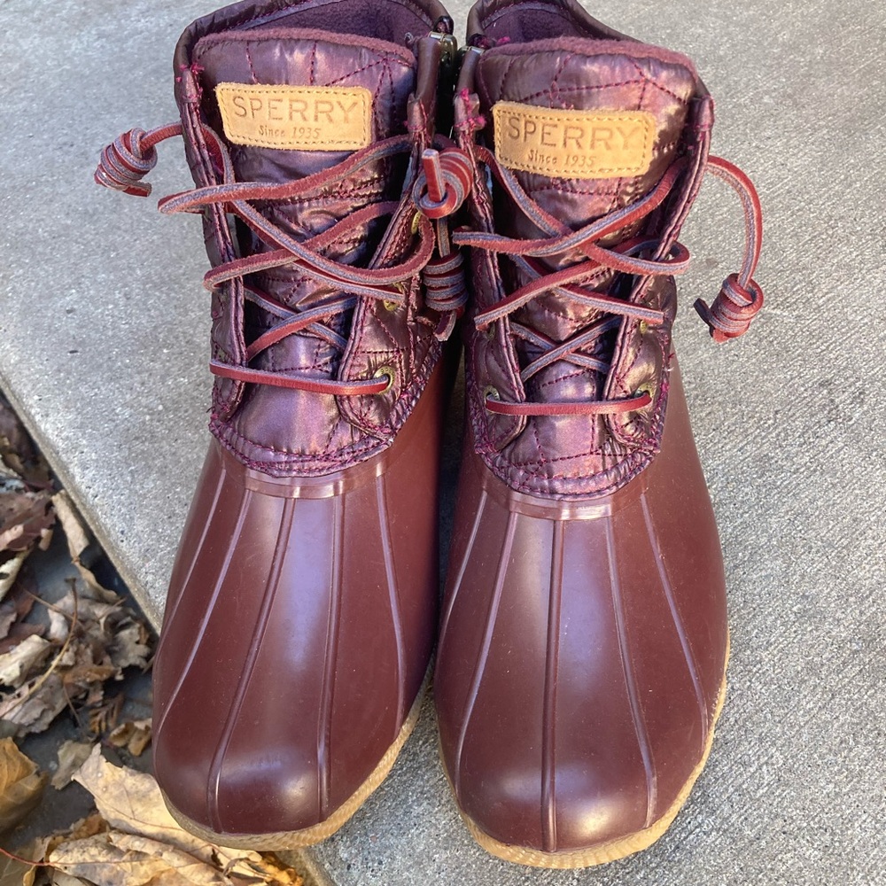 Sperry Maroon Duck Waterproof Boots